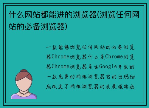 什么网站都能进的浏览器(浏览任何网站的必备浏览器)
